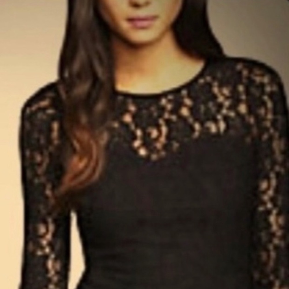 Express Black Mini lace open back dress size XS